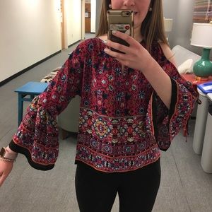 Bell sleeve paisley top